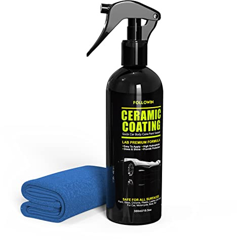 FOLLOWIN Ceramic Coating for Cars,Detail Products,Ceramic Detail Spray,High Hydrophobic Bead Maker,Gloss & Shine Paint Sealant,Quick Spray & Wipe Application,10.5oz