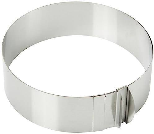 Lifeant Tortenring Verstellbar 5cm Hoch 16-30 cm, Qualität Profi Backring, eingravierter Skala und Befestigungsclips, Rostfreier Edelstahl, Silber