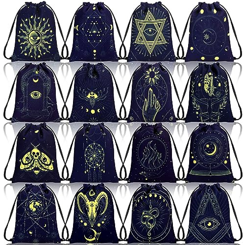 Paterr 16 Pcs Velvet Storage Bag for Tarot Cards, Runes, Dice - Vintage Drawstring Pouches for Jewelry and Tarot Enthusiasts, 7.1 x 5.9 Inch (Classic Style)