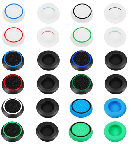 AXFEE 24PCS Thumb Grips Compatible with PS5&PS4 Controller, Silicone Non-slip Thumb Cap, Joystick Controller Protection, Thumbstick Caps Compatible for PS5/4/XBOX ONE/XBOX 360/XBOX SERIES X/SWITCH PRO