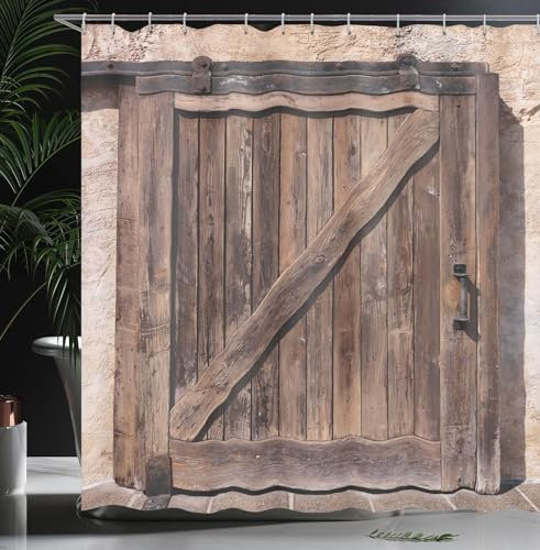 Duschvorhang 200x200 Ferme de Campagne Duschvorhänge En Lambeaux Anti Schimmel Waschbar Polyester Textil Shower Curtains für Badezimmer Badewanne mit 12 Haken, Z803