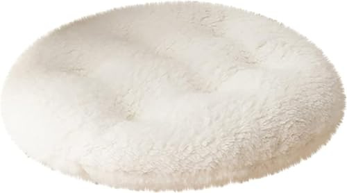 FENXIXIONE Thickened Sherpa Fleece Round Seat Cushion - Memory Foam Chair Cushion, Soft Faux Fur Winter Support Cushions for Dining Chair (40 * 40cm,White)