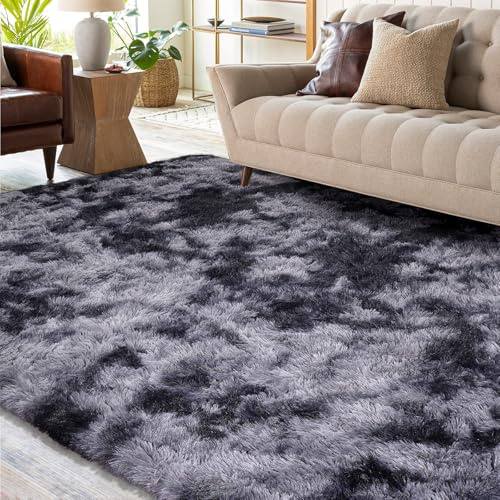XSIVOD Flauschig Hochflor Teppich Dunkelgrau, Waschbarer Teppich 80x160 Wohnzimmer Anti Rutsch Extra Große Teppiche Schlafzimmer Weich Moderne Teppiche Matte Teppichen für Kinderzimmer