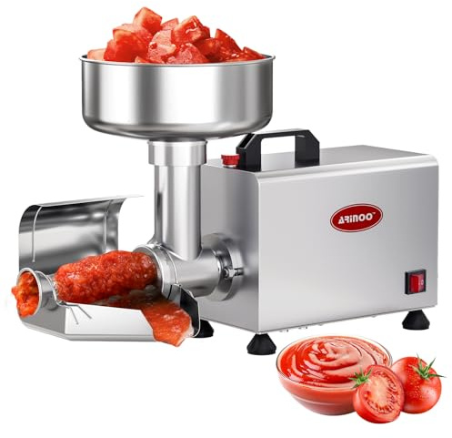 ARINOO Electric Tomato Strainer 0.6HP Commercial Grade Tomato Sauce Maker Milling Machine with 304 Stainless Steel, Pure Copper Motor, Food Strainer for Jam & Sauce, 110V