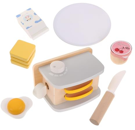 ibasenice Pain Bois pour Maison De Poupée avec Toast Factice Beurre Confiture Et Œufs Au Plat Jouets De Cuisine Montessori pour Tout-Petit
