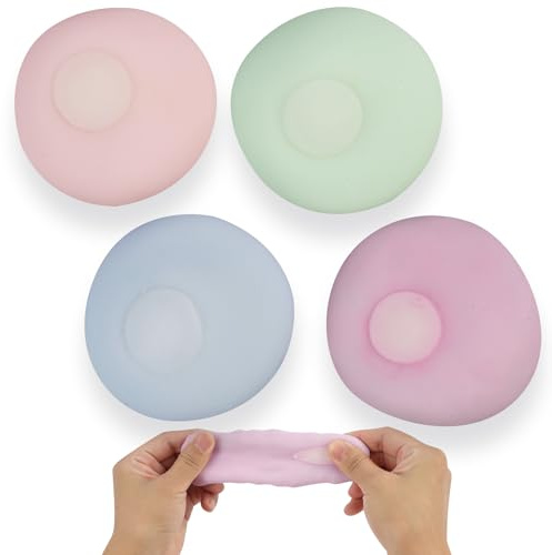 Lot de 4 balles de relaxation à la main pour adultes - Balles souples pour le stress et la concentration - Balle anti-stress en TPR pour la mobilité des mains - Balle anti-stress ergonomique