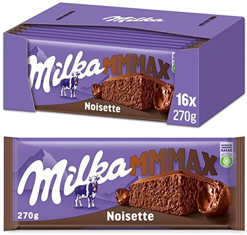 Milka Noisette 16 x 270g Großtafel, Zartschmelzende Schokoladentafel mit cremig-nussiger Noisette