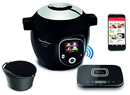 Moulinex Connect Multicuiseur Intelligent Haute Pression Balance et Moule Inclus 6L 200 Recettes 6 Modes de Cuisson Guide Pas à Pas Application Mon Cookeo CE859800, 6 liters, Noir