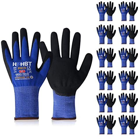 HPHST Arbeitshandschuhe SF001TS Handschuhe Montagehandschuhe für Damen und Herren Gloves Ergonomisches Design Smart Touch 12 Paar (Large, Blau)