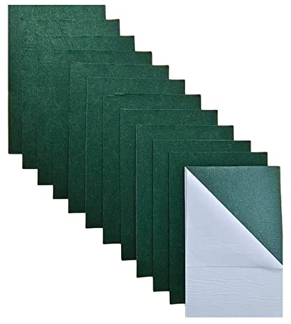Jtnohx Self Adhesive Felt, 11 Pieces Stiff Sticky Felt for Crafts, 20x30cm Felt Sheets with Adhesive Backing, Felt Drawer Liner for Jewelry Box (Green)
