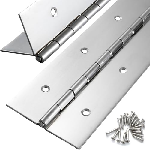 Heavy Duty Piano Hinge 16 Inch x 3 Inch Width, True 0.060'' Thick Stainless Steel Piano Hinge for Heavy Duty Cabinet, Door, Toolbox, Wooden Box, Metal Plate, Furniture, Industrial Project