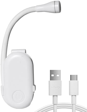 DONGKIKI Leselampe Buch Klemme, USB Wiederaufladbare Buchlampe, 3 Farbtemperatur Modi Klemmlampe, 360° Flexibel buchlampen für Nachtlesen, Buch, Bett, Büro, Reisen (Weiß)