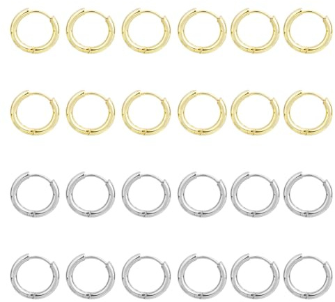 DICOSMETIC boucles D'Oreilles Créoles en Acier Petites Boucles D'Oreilles Huggie Créoles Dormeuses Minimalistes Boucles D'Oreilles pour Piercing Bijoux Cadeau
