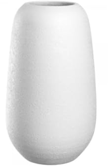 LEONARDO HOME Trogolo Keramikvase, 1 Stück, Zeitlose Vase aus Keramik, handgemachte Vase für Blumen, ästhetische Blumenvase, Schlichte Blumenstraußvase, elegant, Höhe 40 cm, weiß, 033206