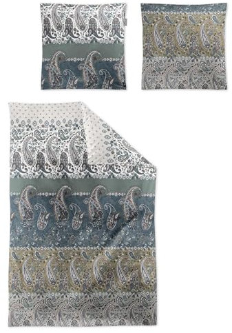 Irisette Mako-Satin Bettwäsche Wave 8507 petrol 1 Bettbezug 135 x 200 cm + 1 Kissenbezug 80 x 80 cm