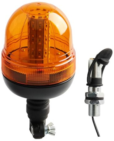 Hooma Luz Estroboscópica Ámbar Rotatoria LED de Emergencia 60 LEDs, 12V DC Ideal para Tractor, Montacargas, Camiones y Quitanieves | Incluye Soporte de Montaje (Soporte en forma de I)