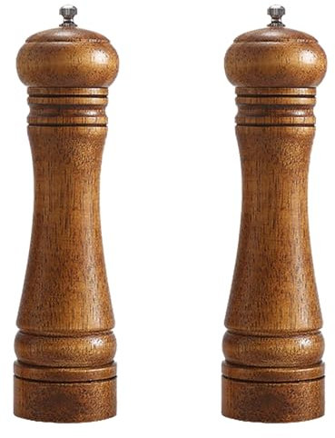 Moulin à Poivre en Bois Bouteille, 2 Moulins à Poivre Réglables en Bois, Moulin à épices en Bois, Moulin à Poivre Manuel en Bois, Mahlflasche für Gewürze aus Eiche, Pour sel, Poivre, Autres épices
