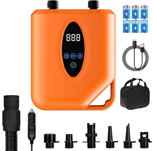 Pompe à Air Électrique 20PSI 15000mAh pour Paddle Board, Kayak, Gonflage/Dégonflage Rapide, Auto-Arrêt, Alimentation 12V DC/Type-C, Portable pour Sup, Tente, Matelas, Bateau, Aile de Surf,