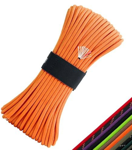 KOKKOYA 31m Survival Paracord 550 4mm Nylon Fire Cord 10 Strands Guy Ropes | 550 lb Paracord with 10-Strand Core, Survival Cord for Camping, Hiking, DIY Projects & Outdoor Emergency Use,orange