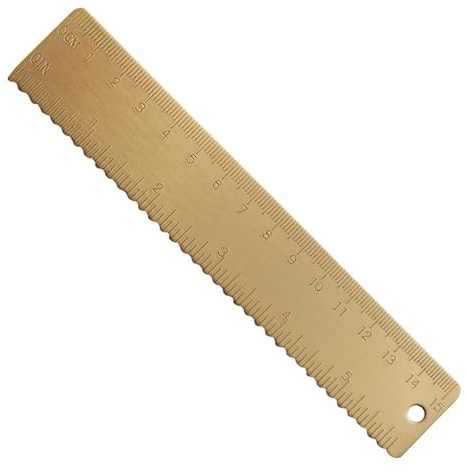 Règle en Laiton d'or, 15 cm Règle Droite Droite en cuivre Règle mathématique Edge Math | Épaisseur Outil de Mesure en Laiton en Laiton doré avec Bord Droit et Vague