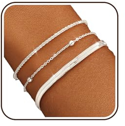ZOERAY Bracelet Femme Or Argent Ensemble Chaîne Bracelets Plaqué Or Femme 18 Carats Serpent Twist Empilable Lot Bracelet Jonc Doré Argent Reglable Bangles Bijoux Fantaisie Cadeau pour Femme Fille