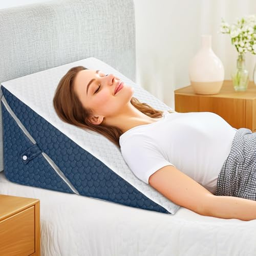 INFANZIA Coussin Incliné pour Lit, Blanc et Bleu
