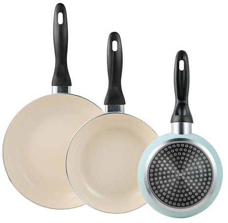 San Ignacio Set de 3 Sartenes Ø16Ø20Ø24cm en aluminio prensado Azul celeste