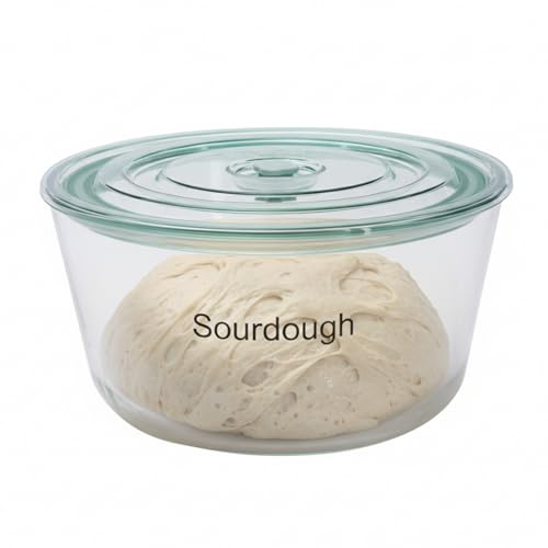 Punorric Sourdough Starter Jar 3L Glass, Pizza Dough Proofing Box & Bread Proofing Box, Fermentation Jar with Airtight Lid, Square Dough Proofing Box for Bread Making & Cold Fermentation