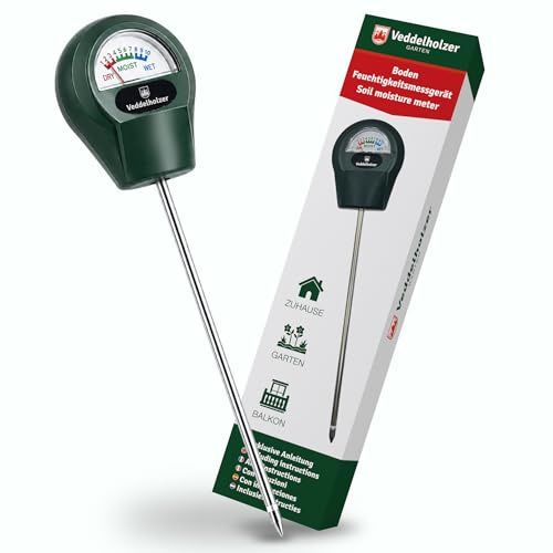 Veddelholzer Igrometro Piante, misuratore di umidità del Terreno con sonda in Acciaio Inossidabile e Punta in Rame temprato per Piante da Interno, Giardino, aiuole, Balcone e terrazzo.