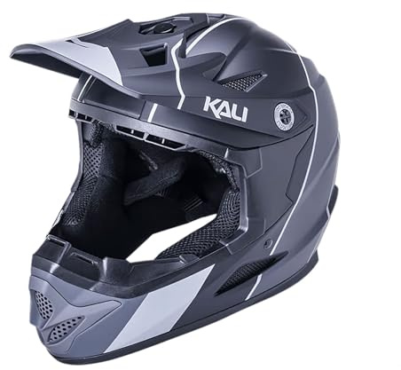 Kali Protectives Zoka Stripe Adult Full face Mountain Bike Helmet for MTB, BMX, Downhill and Cycling - Mat Black/Grey L