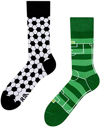 Dedoles Socken Unisex Damen Herren & Kinder Baumwolle viele lustige Designs 1 Paar Geschenk links rechts verschieden, Farbe Grün, Motiv Fußball, Gr. 35-38