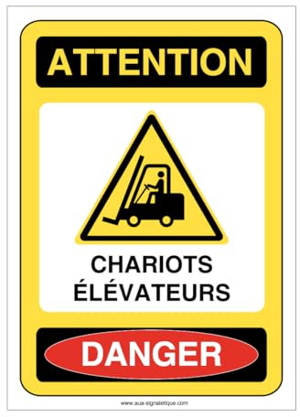 AUA SIGNALETIQUE - Panneau attention chariots elevateurs danger - AI - 300x420 mm, PVC 1.5mm