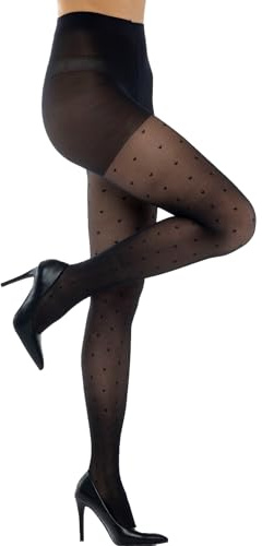 NINA RAY Collant Donna Fantasia 30 DEN Cuoricini - Gambe Uniformi, Calze Eleganti, Sexy, Collant 30 Denari by Gambetti - Made Green in Italy
