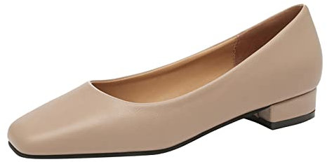 Women'S Casual Square Toe Ballet Heeled Sandals - Stylish Slip On Ballerina Heeled Sandals Fashionable Solid Color Ballet Pumps Dolly Shoes High Heel Sandals Comfy Office Driving Shoes Loafers Khaki