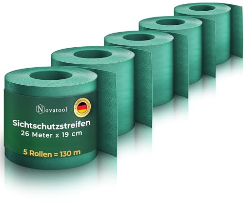 Novatool Rotolo di strisce frangivista sostenibili in polipropilene di alta qualità, per recinzioni a doppia asta, verde, per 50 file, frangivista, strisce extra stabili, resistenti ai raggi UV, per