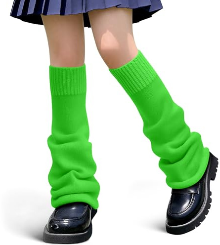 Geyoga Scaldamuscoli da Donna Kawaii Scalda Gambe in Maglia Gotico Lolita per Festa Halloween(Verde Fluorescente)