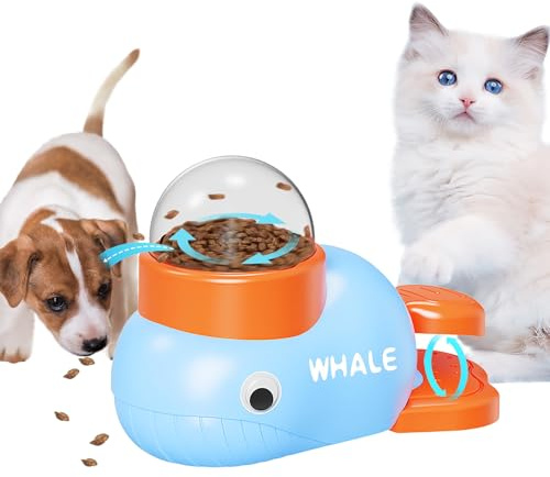 Jouet Interactif Chien, Dwafill Jeu Intelligence Chien, Distributeur Croquettes Chien, pour Chiens et Chats, Développement de L'Intelligence, Facile À Nettoyer (Rorqual Bleu)