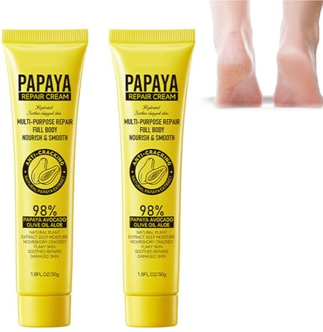 Papaya Skin Care Repairing Cream, Pack of 2 Papaya Ointment Whitening Facial Cream for Frozen, Cracked and Other Wounds
