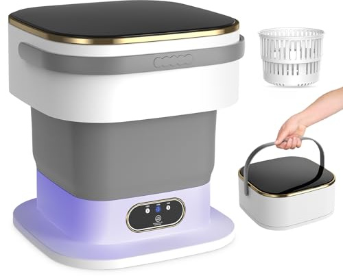 Mini Washing Machine, 15L Portable Washing Machine with Spin Dryer & 3 Cleaning Modes for Small Clothes. Foldable Portable Washer for Apartments, Dorms, Camping (Gray)