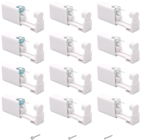 Ear Piercing Gun, Complete Piercing Kit for Teenage and Young Adults, Self Piercing Tool for Home Use, 12pcs Disposable Ear Piercing Set with Stud Earrings, Hypoallergenic Body Modification Solution