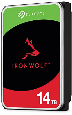 Seagate Skyhawk AI, intern hårddisk för video med upp till 64 kameror, 14 TB, 3,5 tum, 256 MB cache, SATA 6 GB/S, silver, inkl. 3 års Rescue Service (ST14000VE008)