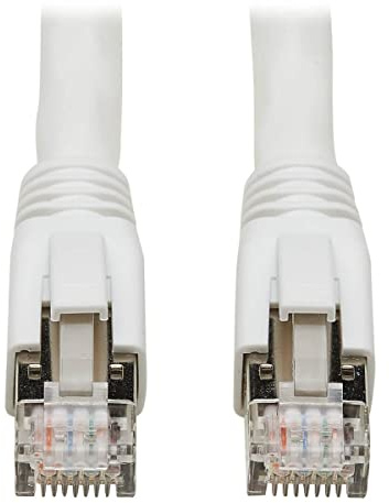 Eaton TrippLite Cat8 Snagless Ethernet Cable, 25G/40G Certified Network Patch Cable, 22 AWG S/FTP, PoE, White, 20 Feet / 6 Meters, Lifetime Warranty (N272-020-WH)
