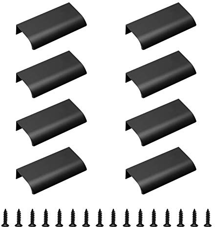 MOROBOR Lot de 8 poignées d'armoire de style moderne en alliage d'aluminium avec vis pour cuisine, placard, chambre à coucher, bar (noir, 80 mm)