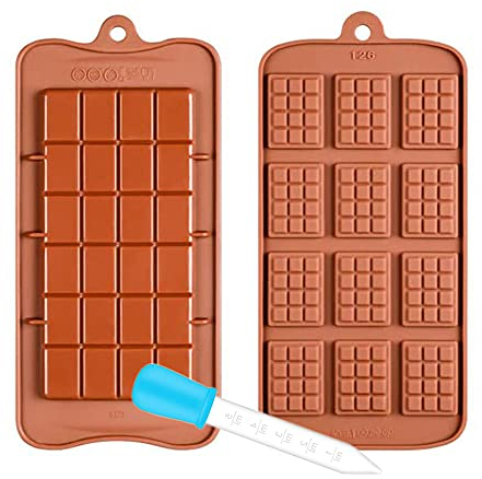 2 Stück Silikon Schokoladenform Muffinblech aus Silikon Eiweiß und Energieriegel-Formen Backform Muffinform Antihaftbeschichtet für Cupcakes Kuchen Pudding Eiswürfel und Gelee Schokolade mit Tropfer