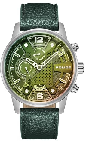 Police Herren Analog Quarz Uhr mit Leder Armband PEWJF2203307
