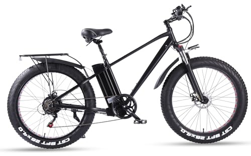 ride66 Vélo électrique VTT pour Homme Adulte, 26 Pouces 21Ah Batterie au Lithium Shimano 7 Vitesses, Vélo Homme Fat Bike Noir XL