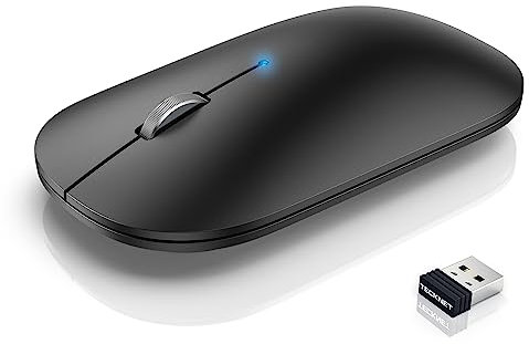 TECKNET Bluetooth Mouse, Rechargeable 2.4G Wireless Mouse for Laptop, Tri-mode Slim Silent Computer Mouse 4000 DPI Portable for Macbook/iPad/Android/Windows/Linux (Black)