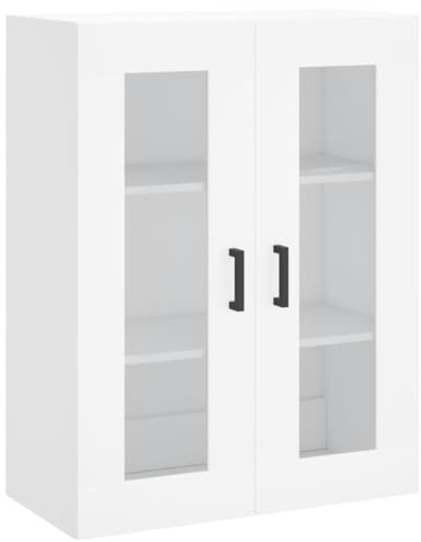 vidaXL Wall Mounted Cabinet, Storage Cabinet for Living Room Bedroom Office, Display Cabinet with Door, Cupboard, Modern Style, White Engineered Wood