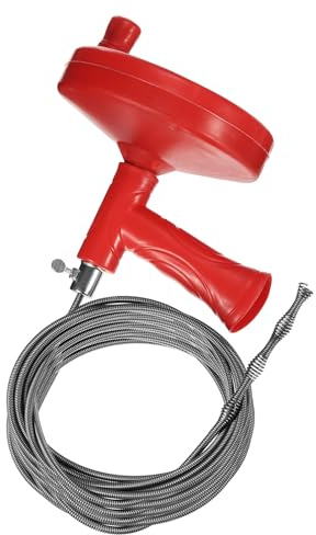 sourcing map Drain Augers 25 Ft Stainless Steel Flexible Plumbing Auger Hair Drain Cleaner Tool Toilet Auger Clog Remover Tool for Kitchen Bathroom Shower Sink Toilet Bathtub, Red