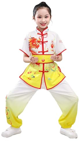YEMYIQZ Kids Kung Fu Uniform for Boys Girl Chinese Traditional Tai Chi Wushu Suits Short Sleeved Martial Arts Uniform